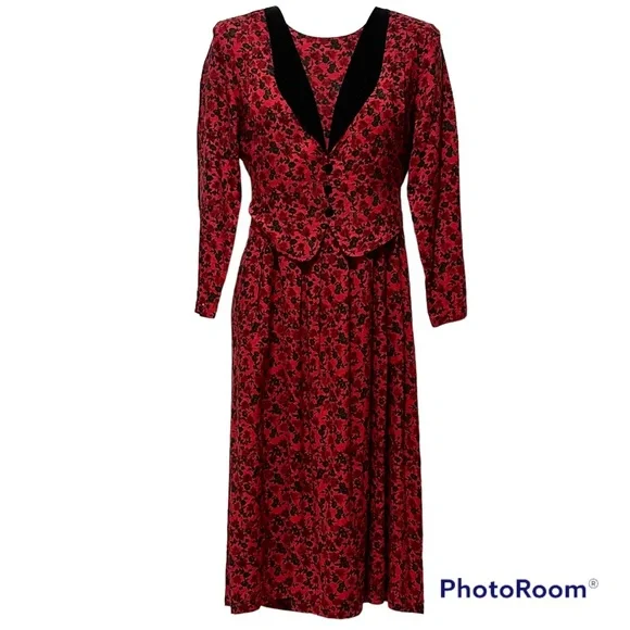 Miss Dorby | Dresses | Vintage 8s90s Miss Dorby Prairie Country Midi Holiday  Dress With Vest Sz 2 | Poshmark